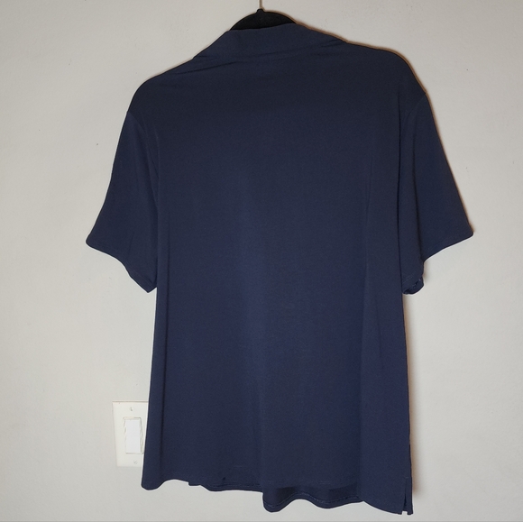 NWT J. Jill Fit Cotton Stretch Navy Blue Polo Short Sleeve Shirt Size 2X - Picture 5 of 13